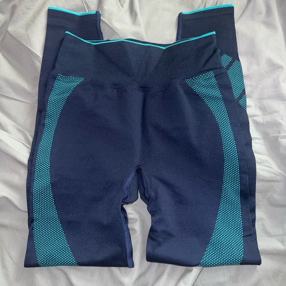 Victoria’s Secret pink leggings navy and aqua blue - Picture 2 of 4